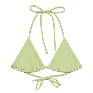 Light Green Recycled String Bikini, Triangle Bikini Top, Swimwear Separates, Multi Ways To Tie
