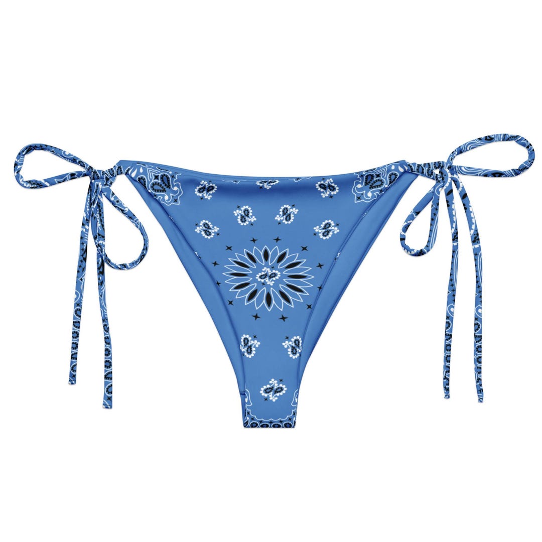French Blue Bandana Recycled String Bikini, String Bikini Bottom ...