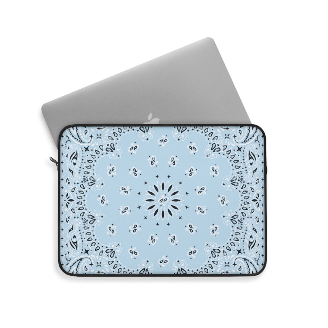 Light Blue Bandana Laptop Sleeve, Laptop Sleeve, Bandana Print, Laptop