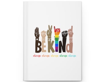 White Be Kind journal, Be kind always, White hardcover journal