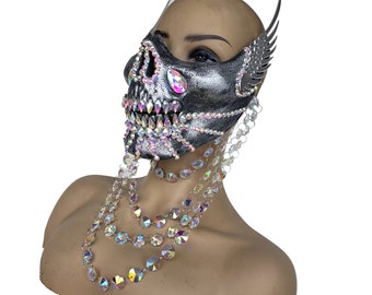 Máscara de calavera de hombre ardiente, disfraz de máscara de Halloween de fiesta de festival, máscara de EDM, máscara de DJ