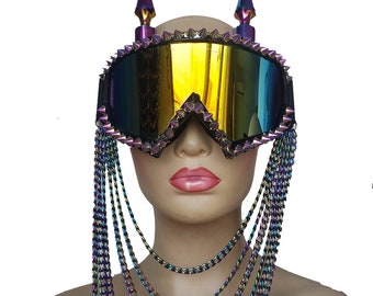Burning man Rainbow Spike rave-bril, Duchess skibril, Musical Festival Party Halloween-kostuum