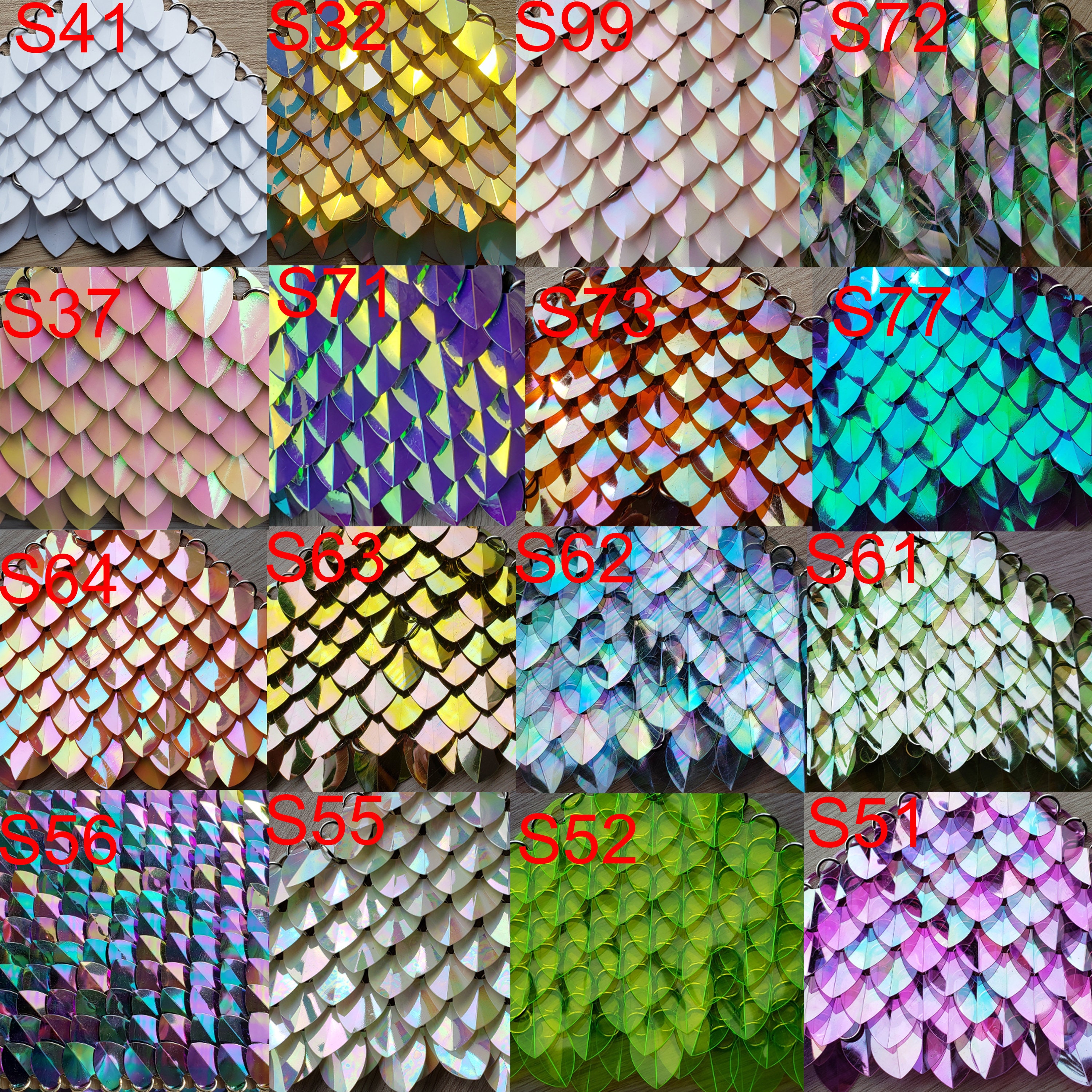 Iridescent Thin Plastic Scalemail,medium Size Dragon Scales for