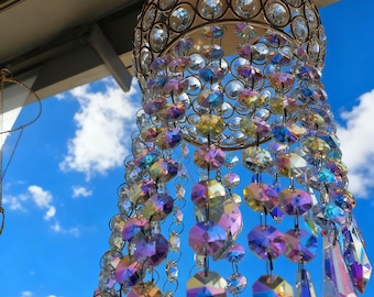 Móvil atrapasol de cristal, creador único de arcoíris con prismas, decoración de habitación, regalo de cristal, atrapaluz, decoración para colgar en la pared.