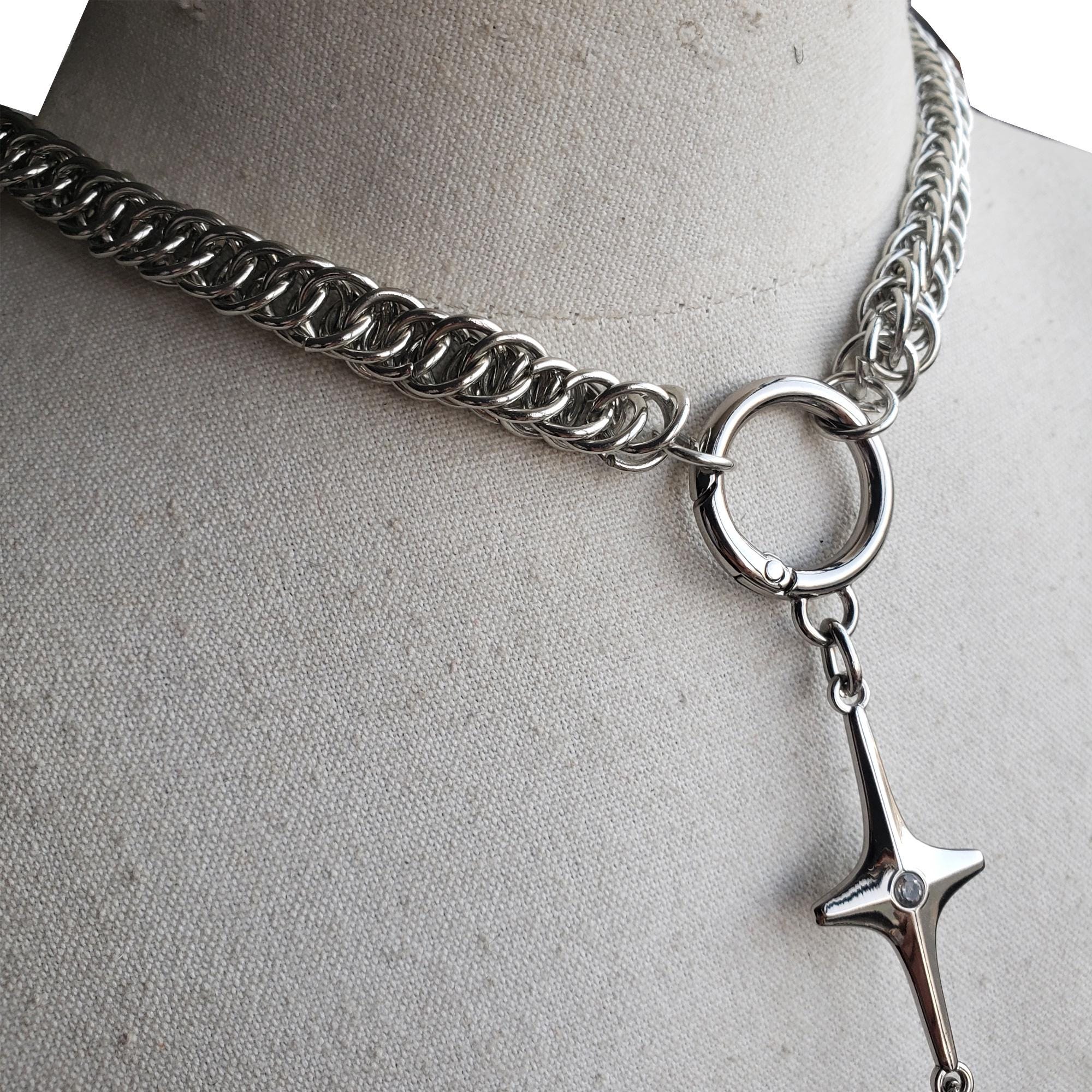 Chainmail Necklace With Flail Pendant,punk Rock Morning Star O