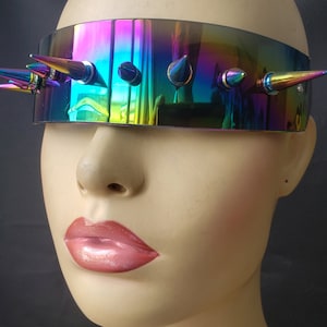 Burning Man Rainbow Spiked  Cyberpunk Goggles,Rave Festival  Goggles, Welding Cyber Punk Gothic