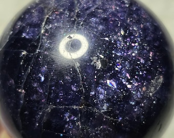 RARE Bloodshot iolite sphere 48mm - lolite ultra rare rainbow Sunstone flash - water sapphire - aaa quality - Cordierite - AAA QUALITY