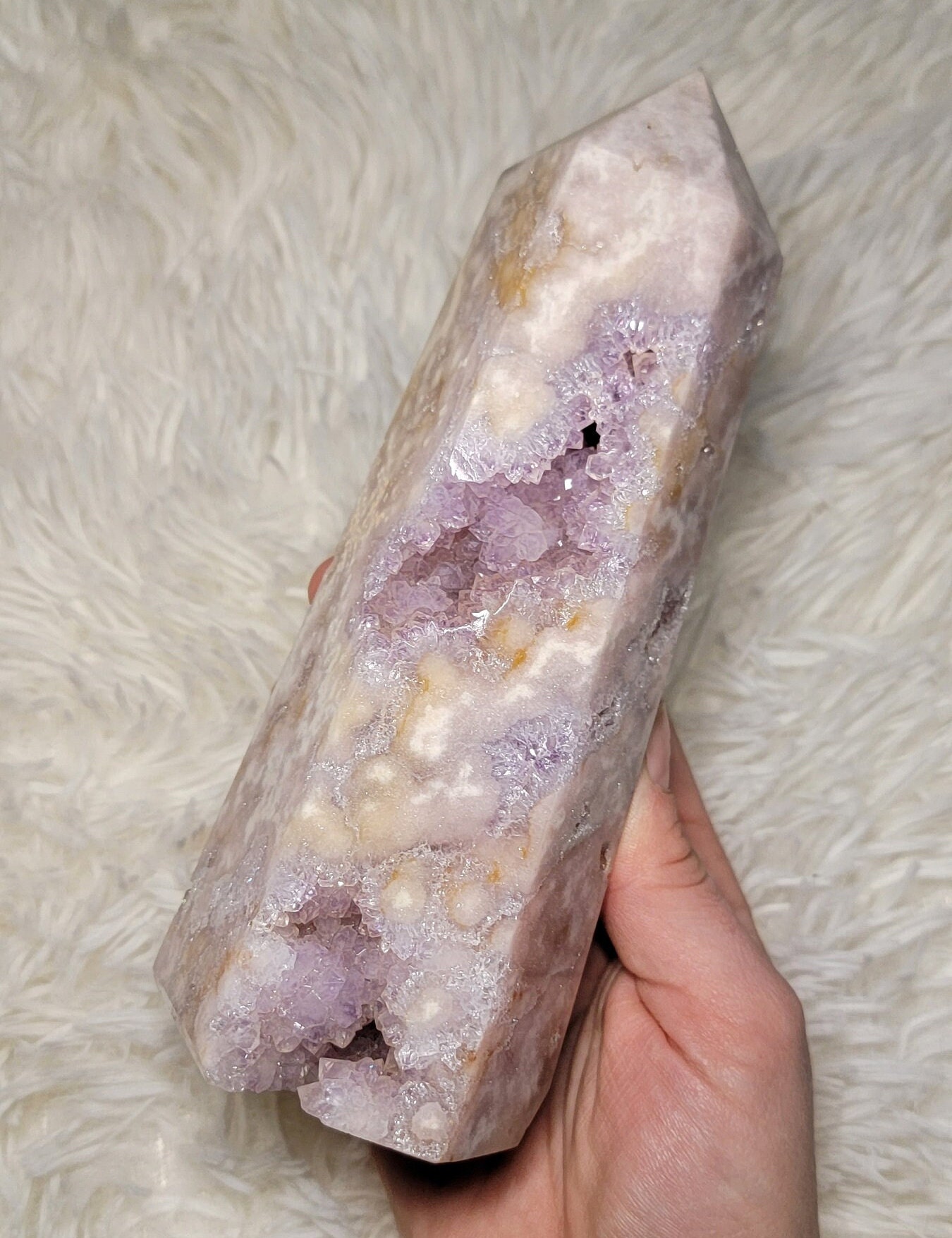 Bigサイズ✳︎ ドゥルージー煌めくポイント ピンクアメジスト タワー 巨大なピンクアメジスト ドゥルージー 7 インチ タワー - 紫色の