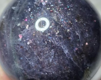 RARE Bloodshot iolite sphere 49mm - lolite ultra rare rainbow Sunstone flash - water sapphire - aaa quality - Cordierite - AAA QUALITY
