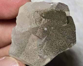 RARE Pyrite on Calcite, Chalcopyrite, Glitter inclusions, Pyrite Glitter Inside Calcite, golden shimmer, rhombohedral calcite shape