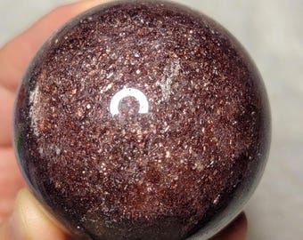 キラキラ輝くストロベリークォーツ球体 - 52mm大型球体 - ダークレッド