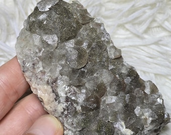 Pyrite on Calcite Freeform, Glitter inclusions, Pyrite Glitter Inside Calcite, golden shimmer, rhombohedral shape