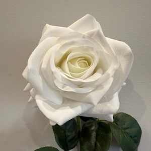 White Premium  -  Real Touch Rose - Single Stems - Premium Artificial Flowers for Elegant Decor
