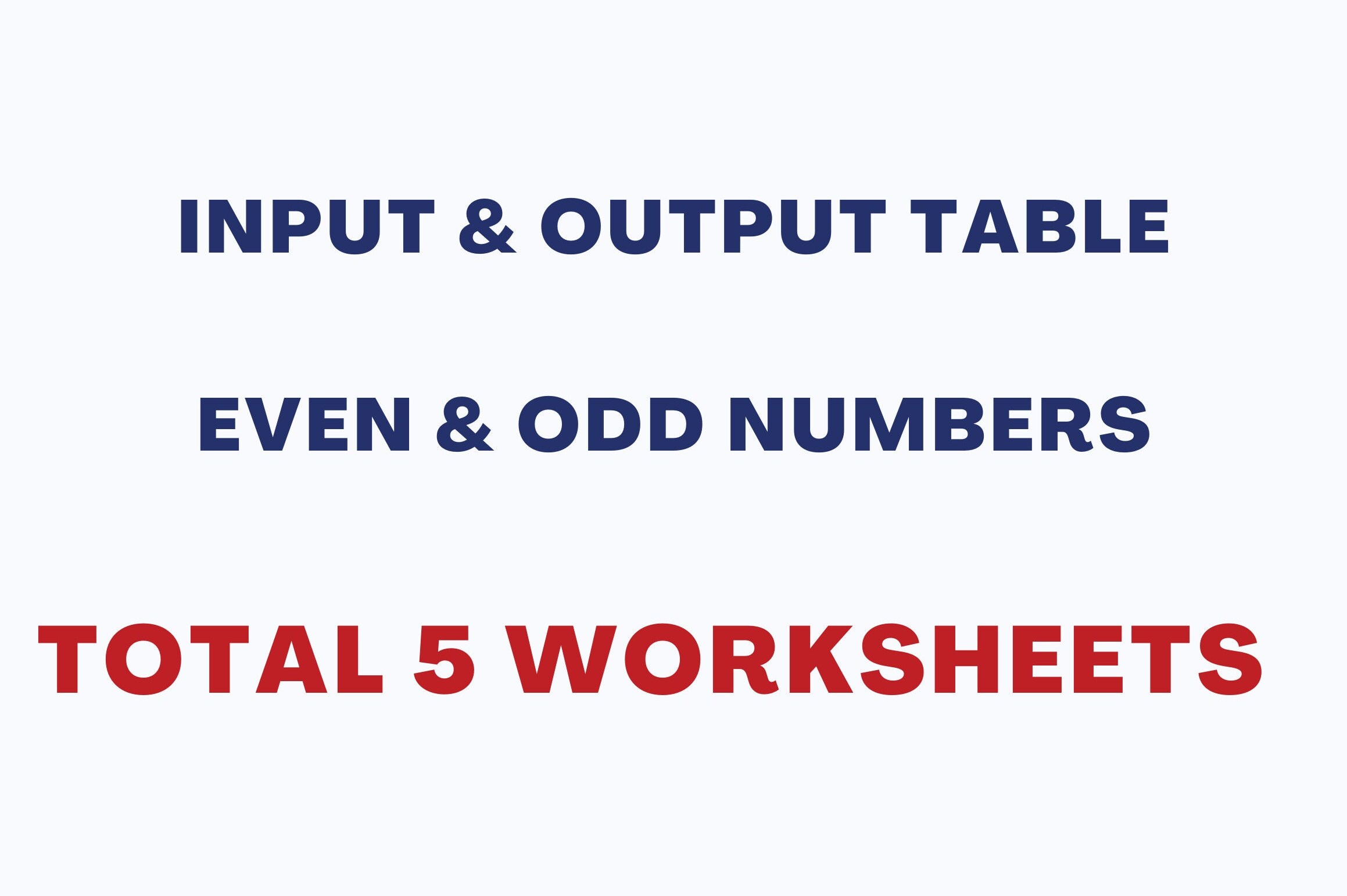 Grade 2 Math: Input and Output Table Even Numbers and ODD - Etsy