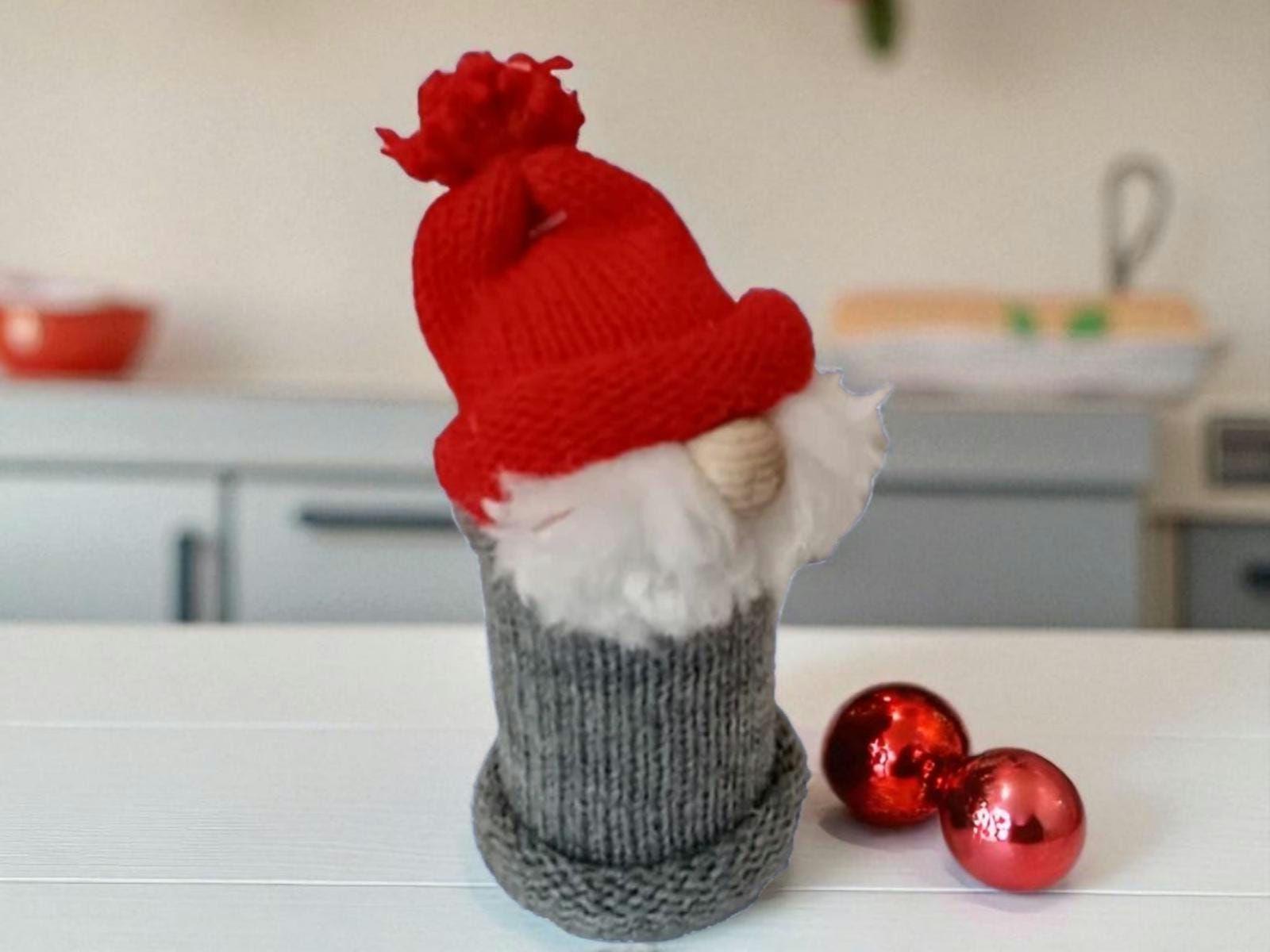 Swallings Sweden Tomte Santa Elf Red and Gray with a Short Fuzzy Beard Handmade in Sweden