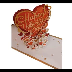 Tarjeta de felicitación emergente para el día de San Valentín con la firma Hallmark "Feliz día de San Valentín"