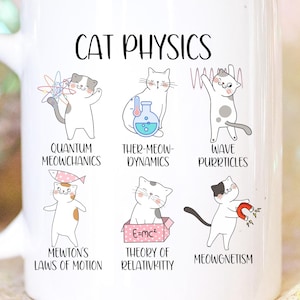 Funny Physics Cats Mug,Funny Cats Science Teacher Mug Gift,Physics Teacher Funny Cat Gift,Science Cat Puns,Science Lover Cat Physics Puns