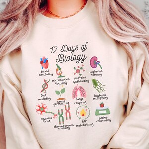 Biology Science Christmas Sweatshirt, Science Lover Cute Cozy Holiday Crewneck, Funny Science Sweater, Science Teacher Xmas Gift, Student
