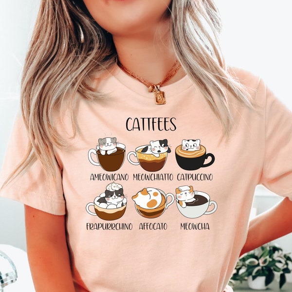 Coffee Cats Funny Shirt, Cattfees Cat Lover T Shirt, Coffee Cat Lover Gift, Funny Cute Cat Shirt, Cute Cat Coffees, Gift for Cat Mom