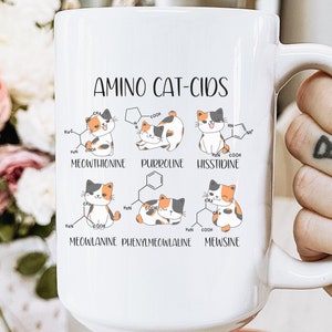 Biochemistry CatsMug, Amino Acids Cute Funny Cat Lover Scientist Science Teacher Gift, Biochem Mug, Funny Cat Mug for Science Chem Teacher