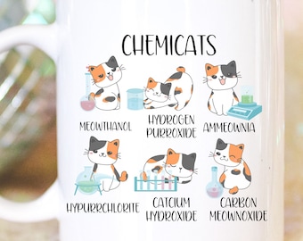 Chemistry Cats Cute Science Cat Mug, Cute Funny Cat Lover Scientist Science Teacher Gift, Chemistry Mug, Funny Cat Mug for Science Teacher