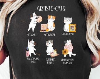 Funny Cat Shirt Artists, Artistocats Famous Artists Funny Cat Crewneck,Art Teacher Art Student Gift,Cat Lover Shirt,Funny Cat ShirtPuns
