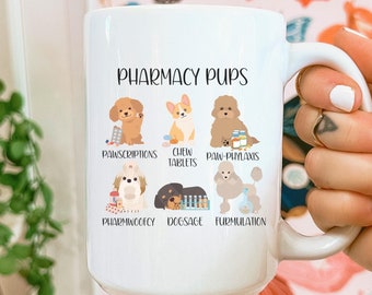 PharmD Hundeliebhaber Becher, Apotheke Lustige Hund Wortspiele, Pharmwoofcy Apotheker Becher, Med Studenten, PA, Krankenschwester, Apotheke Tech Chem Studenten grad Geschenk