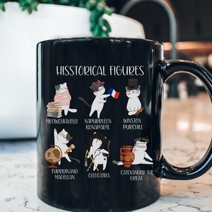 Funny Cats History Mug, History Funny Teacher Mug Funny Social Science Gift Hisstory Cat Puns, History Era Teacher World History Black Mug