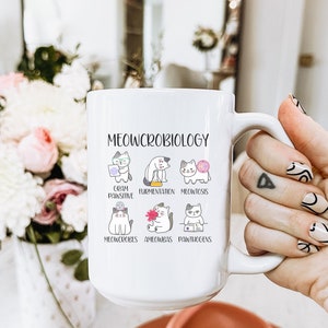 Microbiology Science Cat Mug, Cute Funny Cat Lover Scientist Science Teacher Gift, Meowcrobiology, Funny Cat Mug for Science Teacher Micro