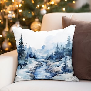 Winter Decor Throw Pillow, Frozen Icy Decor Throw Pillow, Nature Christmas Pillow, Holiday Decor, Christmas Farmhouse Winter Trees Pillow