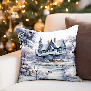 Winter Decor Throw Pillow, Frozen Icy Decor Throw Pillow, Nature Christmas Pillow, Holiday Decor, Christmas Farmhouse Winter Trees Pillow