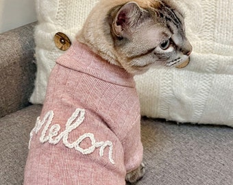 Cat Sweater Custom Embroidered Personalized Hand Embroidered Pet Sweater, Hairless Sphynx Cat Shirt, Small Dog Sweater,Sweater for Cat