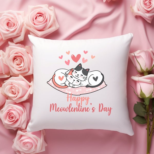 Happy Meowlentines Day Cat Valentines Throw Pillow, Happy Hearts Day, Cute Valentine Home Decor, Valentines Party, Valentines Cat Lover Gift