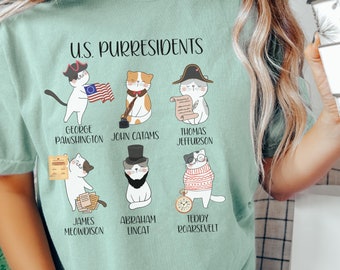 Funny History Cats Shirt, U.S. Purresidents, American History Teacher Gift,Cats Funny Teacher Gift,History Teacher Era Crewneck Funny Cats