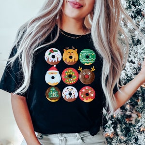 Christmas Donuts T Shirt, Cute Holiday Desserts Shirt, Festive Holiday Party Shirt,Christmas Treats Tee, Christmas Gift Stocking Stuffer