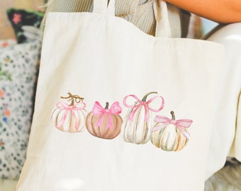 Kokette Kürbisse Herbst Einkaufstasche, Herbst Lesen Einkaufstasche, Herbst Einkaufstasche, Herbst Tote Buch Tasche, Rosa Kürbis Einkaufstasche Süße Süßes oder Saures Tasche