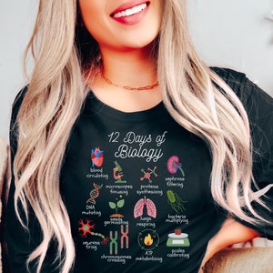 Biology Science Christmas LongSleeve, 12 Days of Biologu Cute Cozy Holiday Crewneck, Funny Science Shirt Science Teacher Xmas Gift, Student