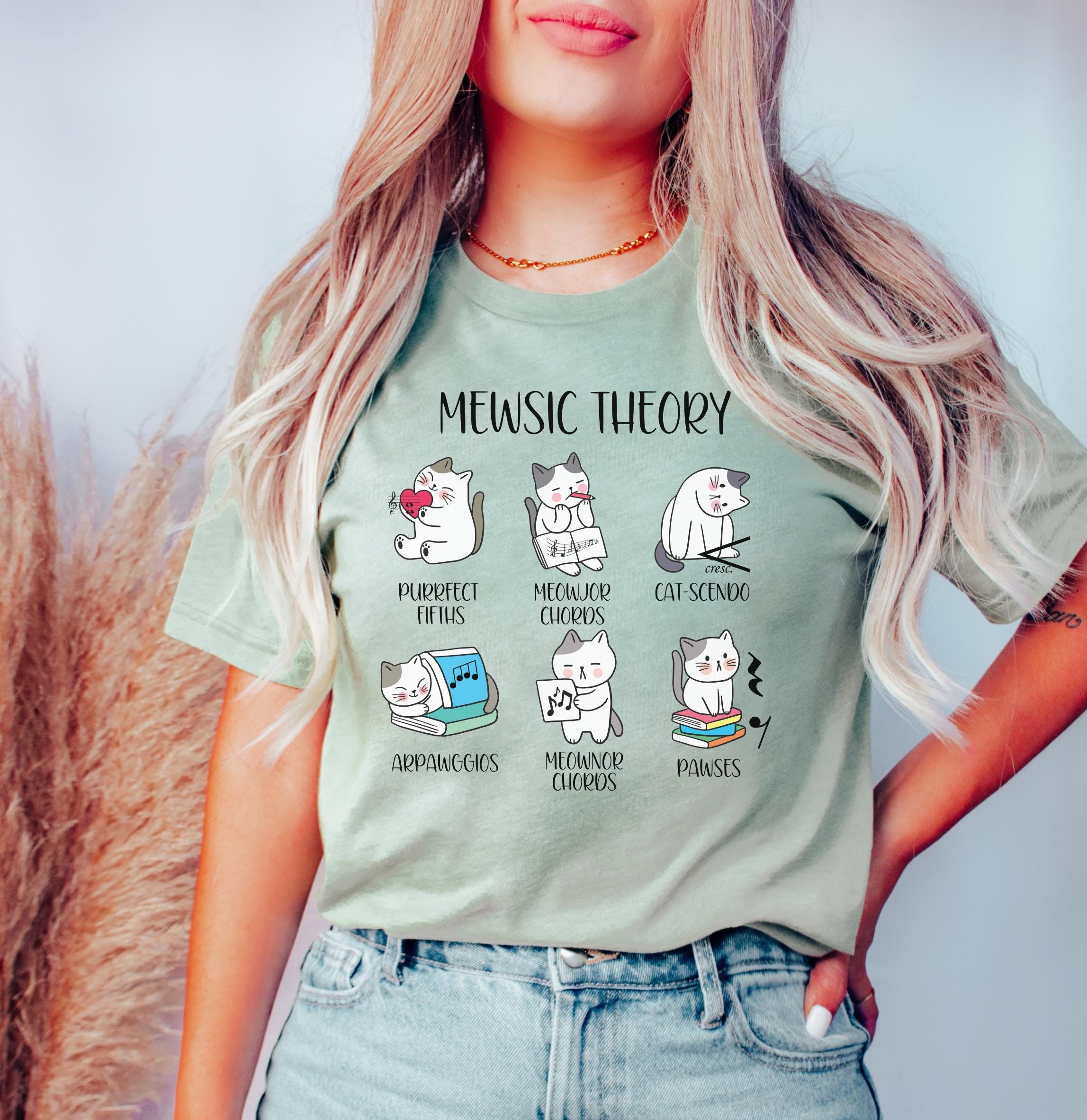 Music Theory Funny Cats T Shirt, Music TheoryTeacher Cat Lover Crewneck, Piano Teacher Gift ,Voice Teacher Era Music Cat Puns Cat Lover Tee