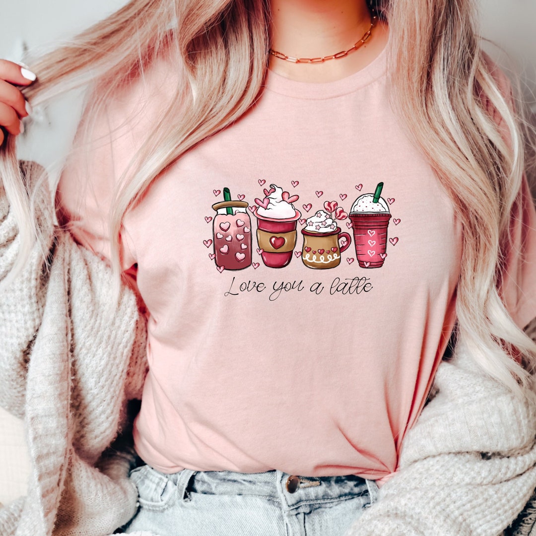 Cute Valentines Coffees T Shirt, Love You a Latte, Funny Valentine T