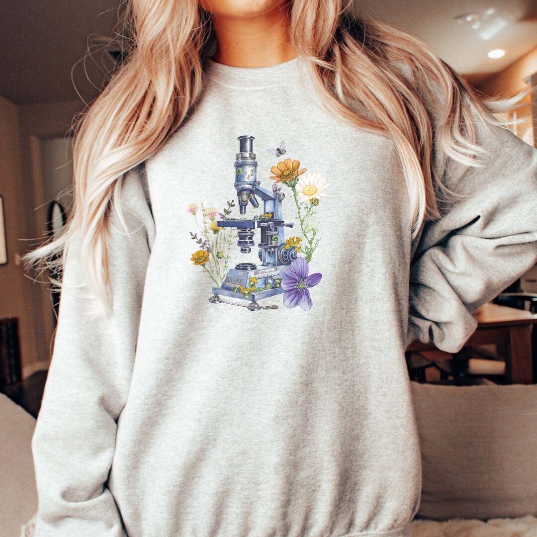 Lab Microscope Floral Sweatshirt, Microbiology Pathology Lab Crewneck ...