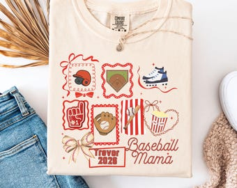 Camiseta "Mamãe Jogadora de Beisebol" Comfort Colors, Moletom Esportivo para Mães, Camiseta Gola Redonda, Presente para o Dia das Mães