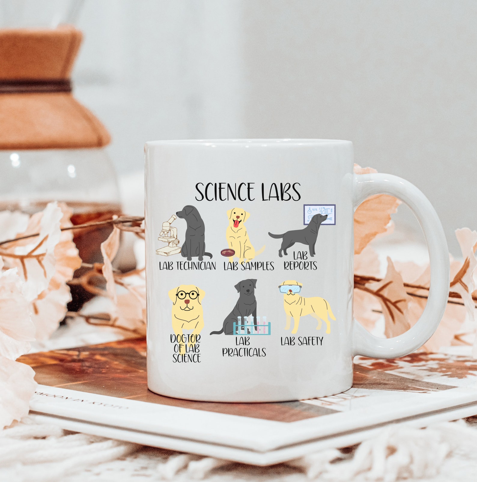 Science Lab Retriever Science Labs Dog Mug, Cute Funny Dog Lover Scientist Science Teacher ...