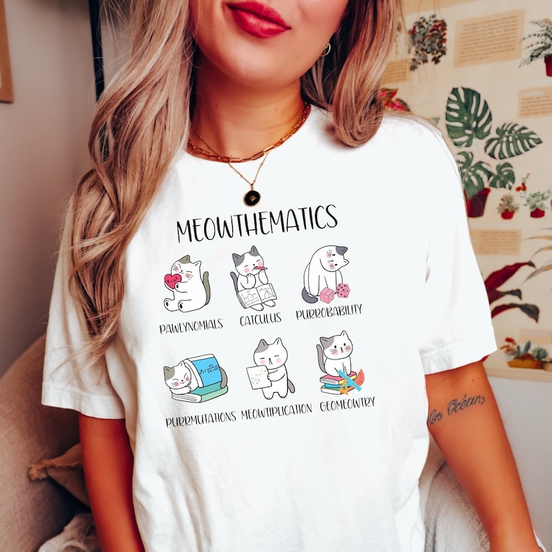 Math Teacher Funny Cat Shirt, Meowthematics, Math Cat Puns ...