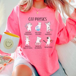 Physik Katzen Sweatshirt, lustige Katzen Rundhalsausschnitt, Physiklehrer Lustiges Katzengeschenk, Wissenschaftskatze Puns Sweatshirt, Wissenschaftsliebhaber Katzenkleidung, CatPhysik