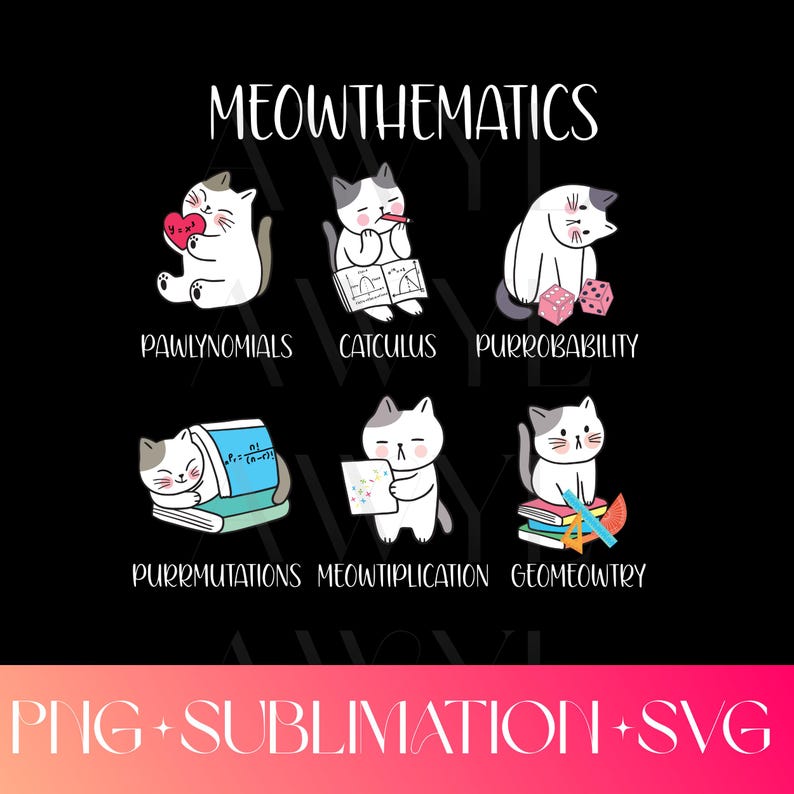 Funny Math Cats PNG SVG Digital Download File Math Teacher - Etsy Canada