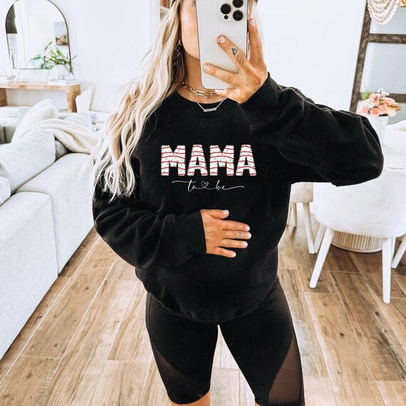 Mama To Be Christmas Pregnancy Sweatshirt, Pregnancy Announcement Holiday Crewneck  Christmas Tree Cake, Mama Sweatshirt Cozy FestiveSweater
