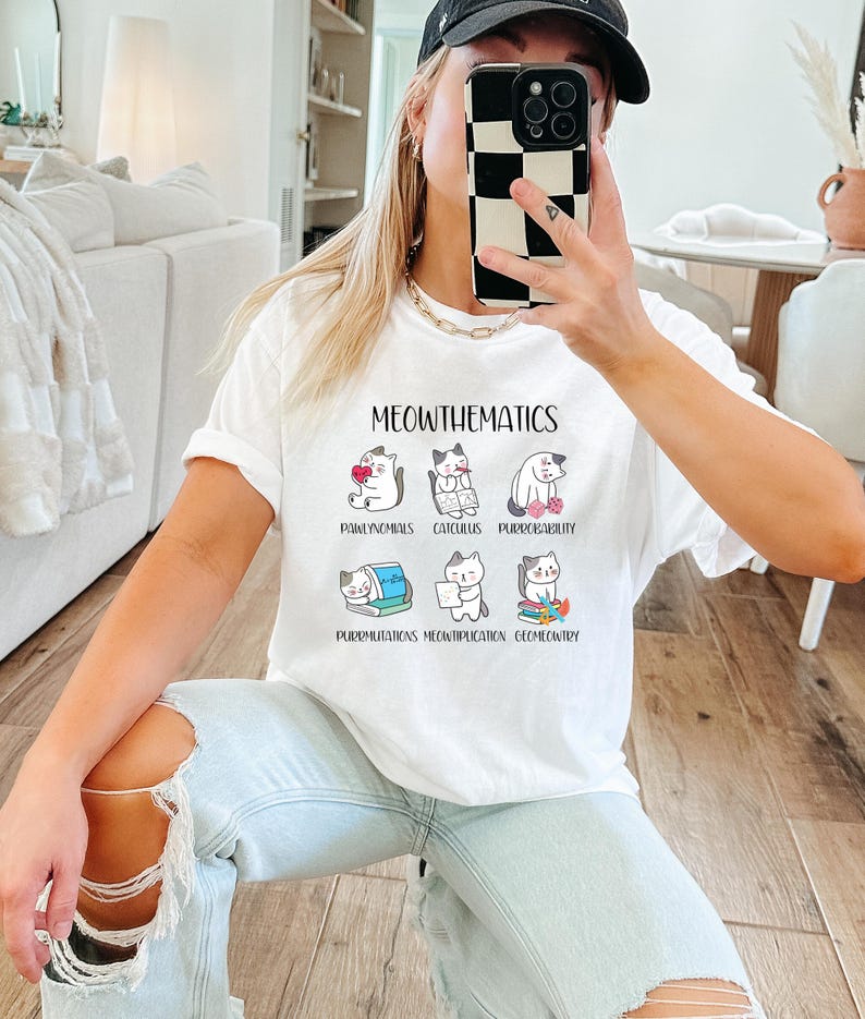 Math Teacher Funny Cat Shirt, Meowthematics, Math Cat Puns ...
