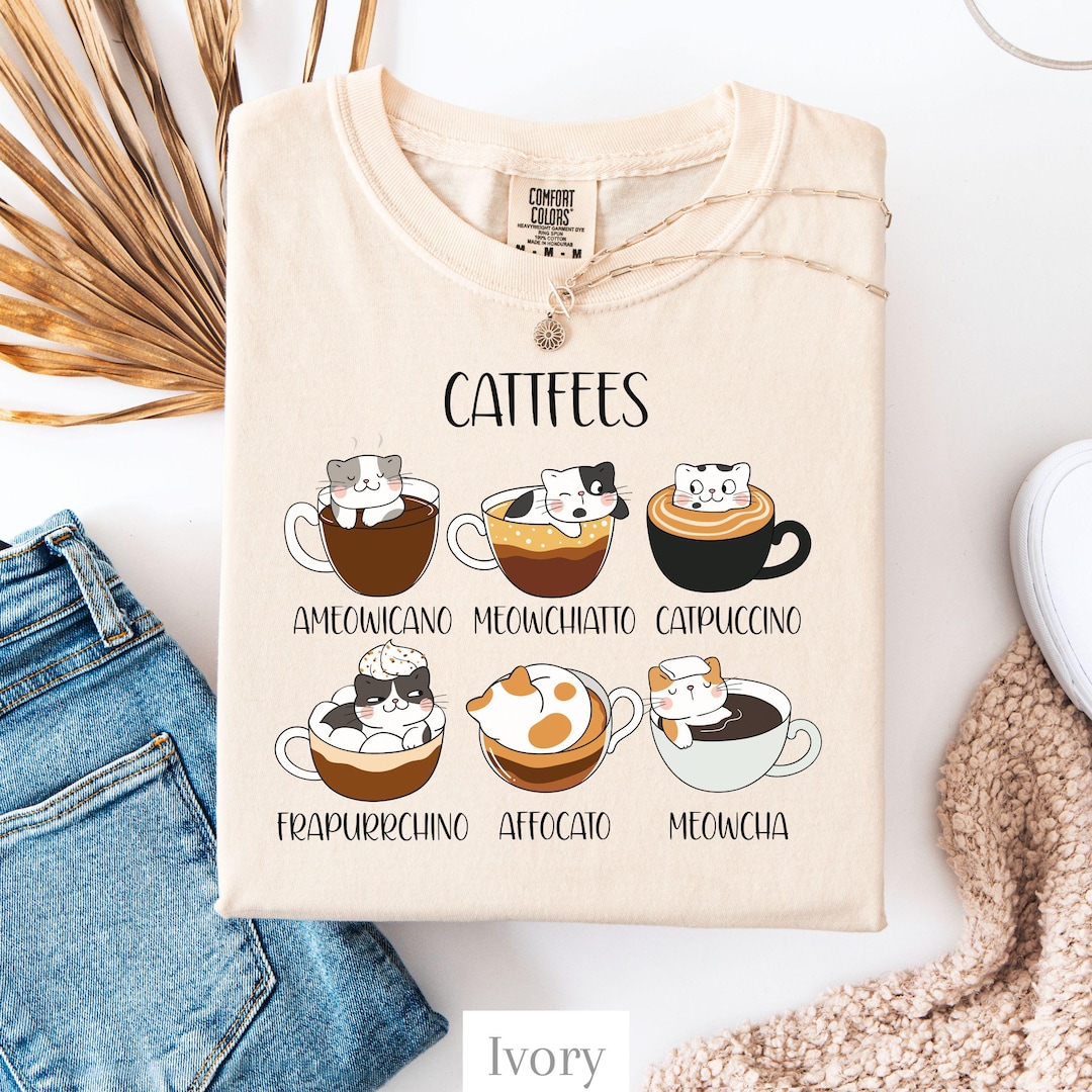 Funny Cat Coffee Lover Sweatshirt T Shirt Comfort Colors - Etsy