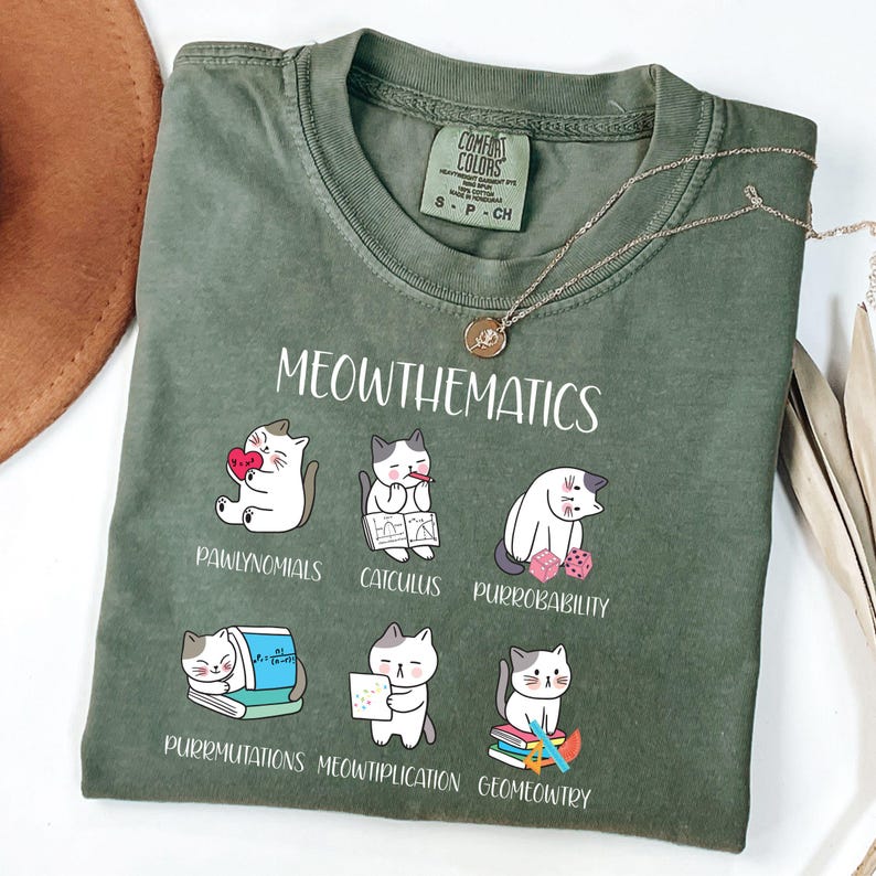 Math Teacher Funny Cat Shirt, Meowthematics, Math Cat Puns ...
