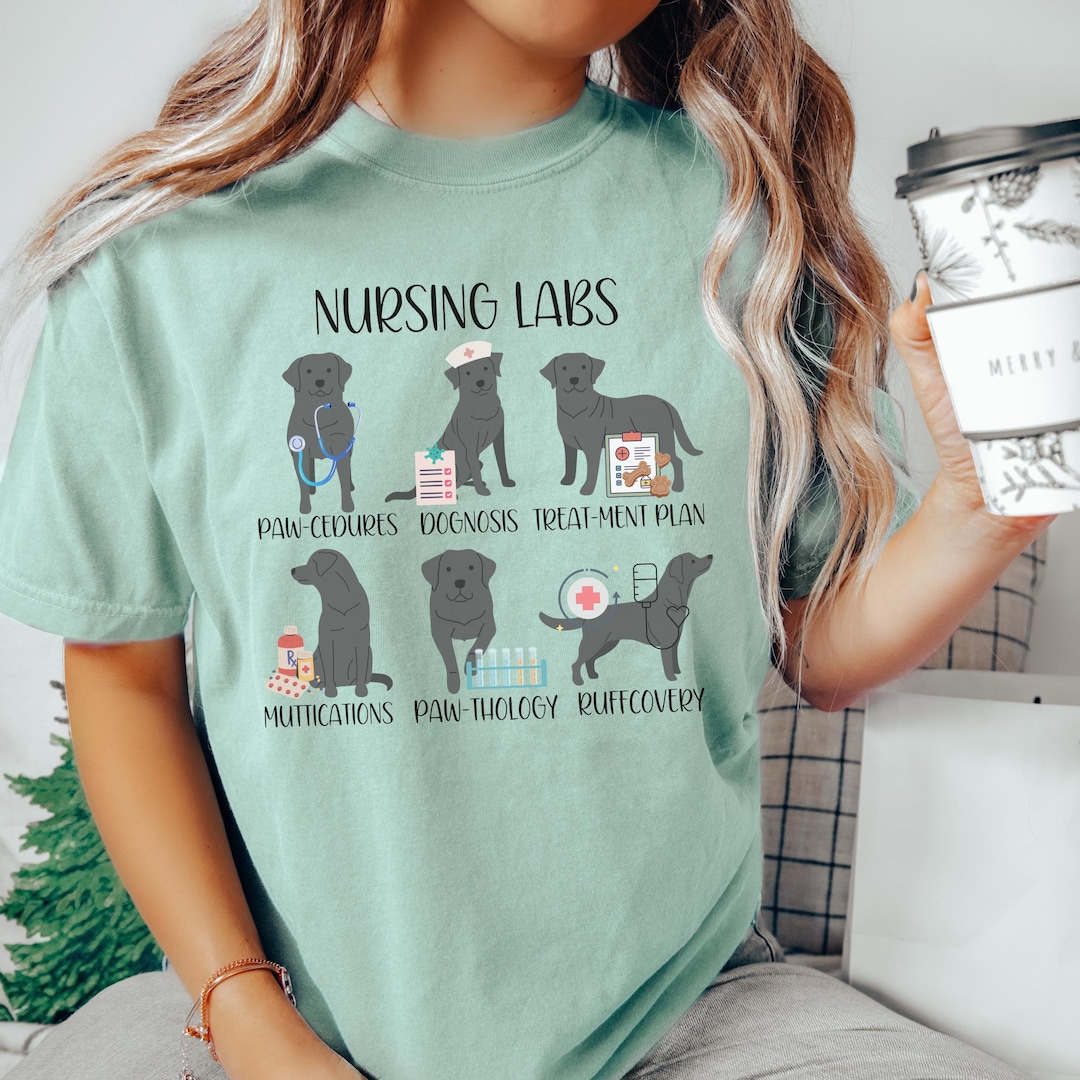 Nurse Funny Dog Shirt, Black Lab Dogs Nursing Pups Funny Dog Puns